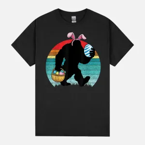 Bigfoot Sasquatch Bunny Easter Eggs Retro Men Women Kids Unisex T-Shirt