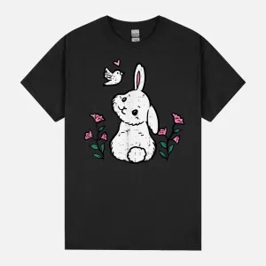 Bunny Bird Flowers Easter Spring Rabbit Women Girls Kids Unisex T-Shirt
