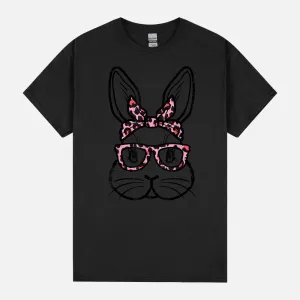 Bunny Face Easter Rabbit Leopard Mom Women Girls Kids Teens Unisex T-Shirt