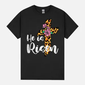 Cross Flower He Is Risen Christ Easter Jesus Religious Women Unisex T-Shirt