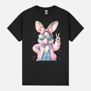 Cute Easter Day Bunny Blowing Bubble Rabbit Women Girls Kids Long Sleeve Unisex T-Shirt
