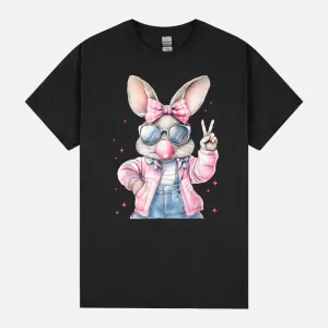 Cute Easter Day Bunny Blowing Bubble Rabbit Women Girls Kids Unisex T-Shirt