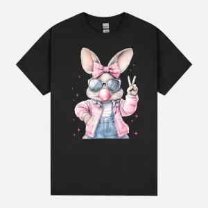 Cute Easter Day Bunny Blowing Bubble Rabbit Women Girls Kids Pullover Hoodie Unisex T-Shirt