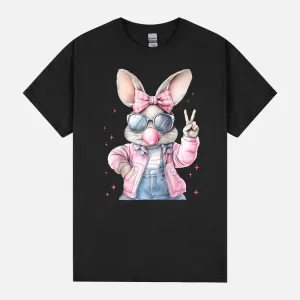 Cute Easter Day Bunny Blowing Bubble Rabbit Women Girls Kids Raglan Baseball Tee Unisex T-Shirt