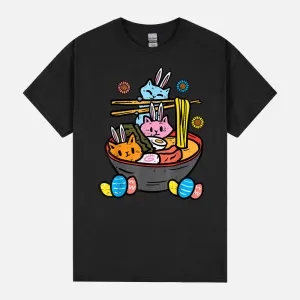 Easter Bunny Cats Ramen Kawaii Japanese Noodle Food Lover Unisex T-Shirt