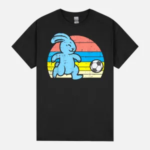 Easter Bunny Playing Soccer Retro Football Boys Girls Kids Unisex T-Shirt