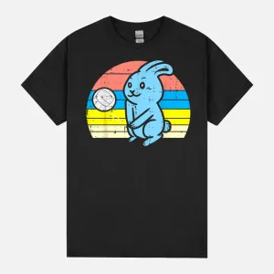 Easter Bunny Playing Volleyball Retro Sports Men Women Kids Unisex T-Shirt