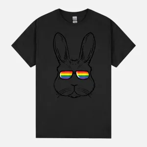Easter Bunny With Glasses Rainbow Cool Gay Rabbit LGBTQ Unisex T-Shirt
