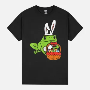 Easter Day Frog Bunny Eggs Basket Cute Animal Men Women Kids Unisex T-Shirt