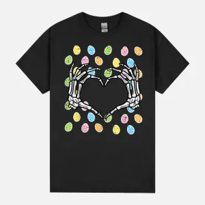Easter Eggs Skeleton Hand Heart Bones Women Girls Kids Youth Unisex T-Shirt