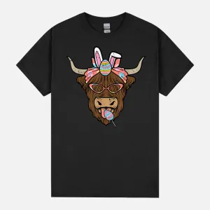 Easter Highland Cow Bunny Heifer Farm Farmer Women Girls Kid Unisex T-Shirt