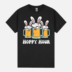 Easter Hoppy Happy Hour Bunny Ears Funny Dad Team Men Women Unisex T-Shirt