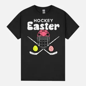 Easter Ice Hockey Helmet Stick Eggs Sports Men Boys Kids Unisex T-Shirt