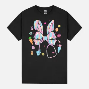 Easter Nurse Coquette Bow Stethoscope Bunny Scrub Top Rabbit Unisex T-Shirt