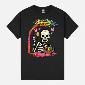 Easter Skeleton Egg Hunting Tree Funny Women Girls Kids Teen Unisex T-Shirt