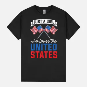 Girls Women USA Flag Patriotic American Happy 4th Of July Unisex T-Shirt