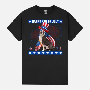 Happy 4th Of July Boston Terrier Patriotic Dog American Flag Unisex T-Shirt