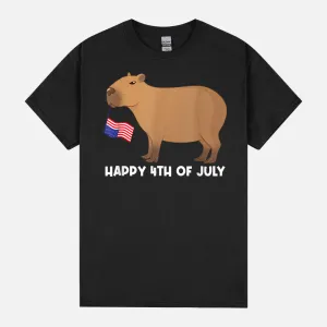 Happy 4th Of July US Flag American Funny Capybara Lover Unisex T-Shirt