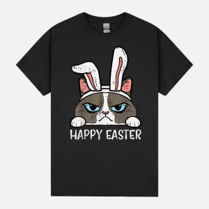 Happy Easter Grumpy Bunny Cat Funny Women Girls Kids Toddler Unisex T-Shirt