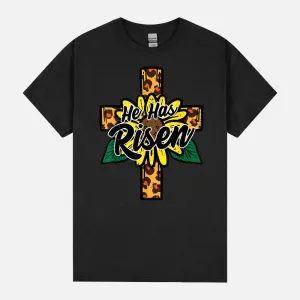 He Has Risen Leopard Cross Religious Easter Christian Women Unisex T-Shirt