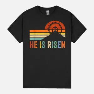 He Is Risen Cross Jesus Religious Easter Day Christians Mens Unisex T-Shirt