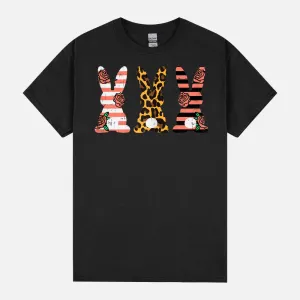 Leopard Stripes Flowers Bunnies Rabbits Easter Bunny Women Unisex T-Shirt