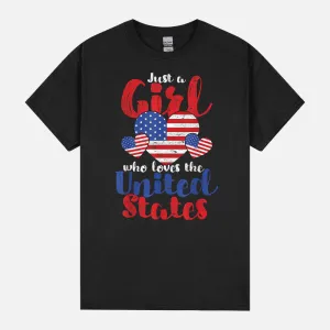 Patriotic American Girls Women Liberty USA Flag 4th Of July Unisex T-Shirt