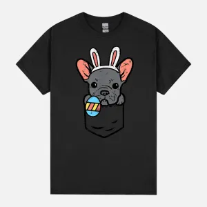 Pocket Easter French Bulldog Bunny Frenchie Dog Men Women Unisex T-Shirt