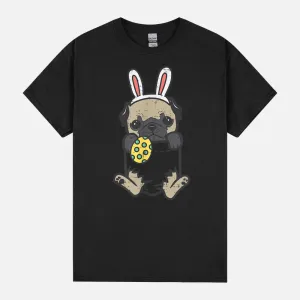 Pocket Easter Pug Feet Bunny Dog Lover Owner Men Women Kids Unisex T-Shirt