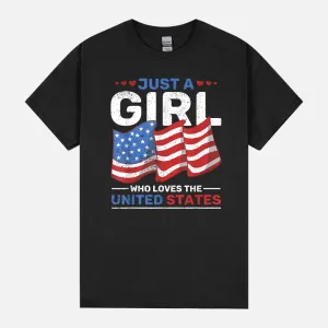 Proud American US Flag United States Girls Happy 4th Of July Unisex T-Shirt