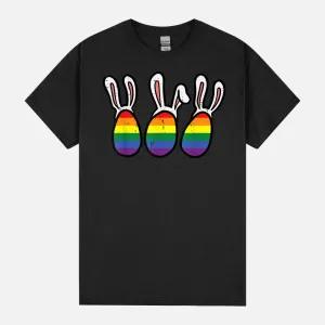 Rainbow Eggs Bunny Ears Cute Easter Gay Pride Flag LGBTQ Unisex T-Shirt