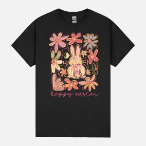 Retro Easter Day Bunny Floral Flower Rabbit Cute Women Girls Unisex T-Shirt