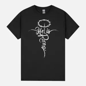 Retro Easter Day He is Risen Cross Jesus Christian Religious Unisex T-Shirt