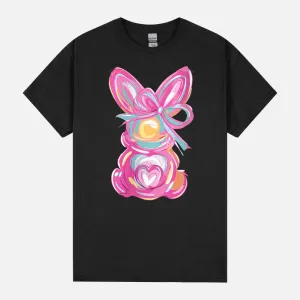 Womens Easter Cute Bunny Coquette Bow Tie Dye Rabbit V-Neck Unisex T-Shirt
